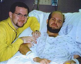 Andy and me, shortly after leaving the ICU at Emory, mid Dec. 1996